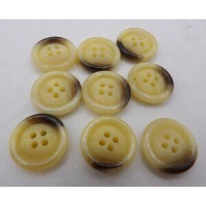 Marbled Cream To Brown Shirt Buttons 4-Hole ⅞" Diameter 9 Count